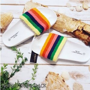 Rainbow Terry Cloth 70s Pool Slides